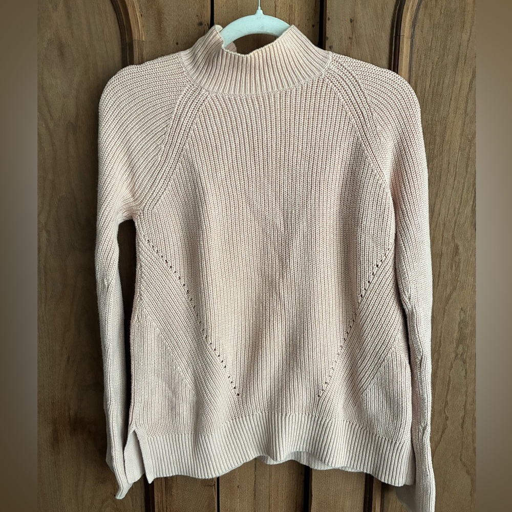 Gap Pink Mock Neck Ribbed Knit Sweater, Size Small